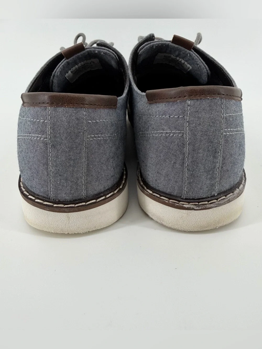Crevo Bud Mens Oxford Shoes Size 10 M Gray Navy Chambray Canvas Lace Up Casual
